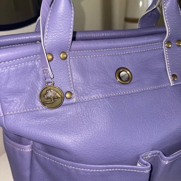 LEVENGER ST. TROPEZ DOUBLE POCKETS TWO WAY CROSSBODY BLUEish/  purple Tote EUC - Picture 8 of 14